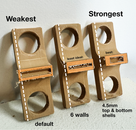 Increasing the strength of 3D printed parts, while saving material: