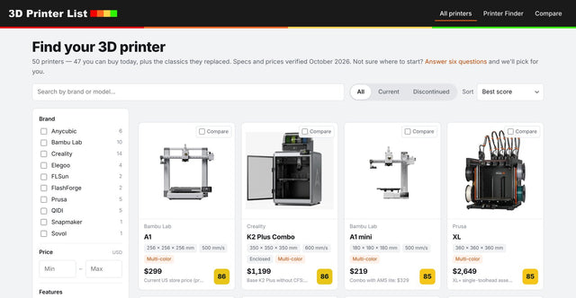 3D Printer List Review: The Easiest Way to Pick a 3D Printer