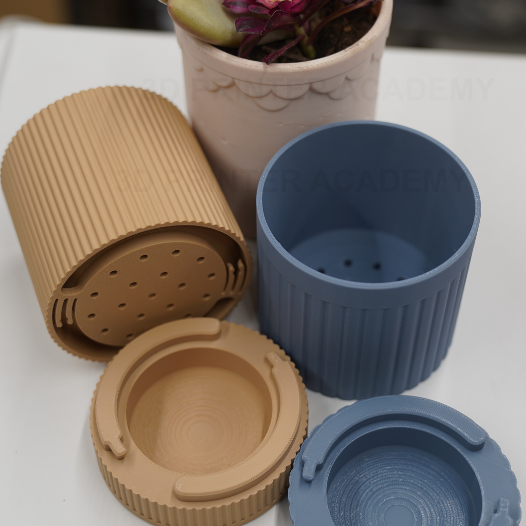 3D Printable Planters with Quick-Click Drip Tray