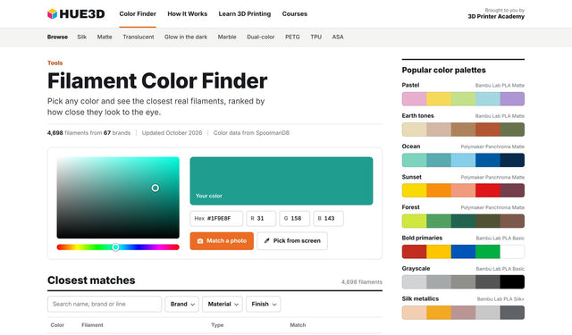Hue3D Review: Find the Perfect Filament Color for Any Project