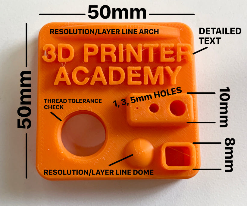 3D Printer Academy Test Squares