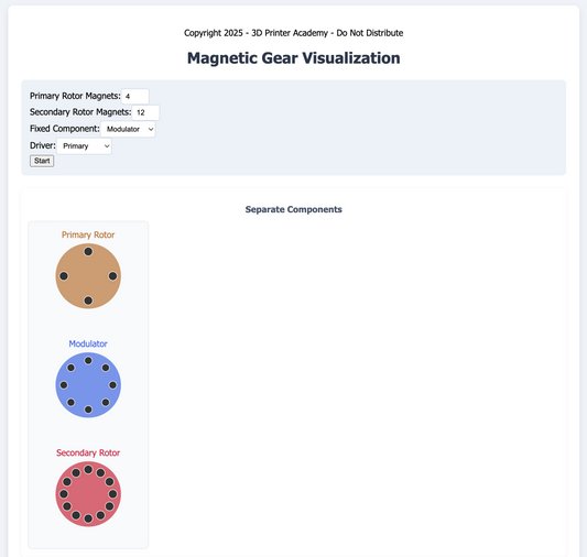 Magnetic Planetary Gear Simulator (HTML Browser App)